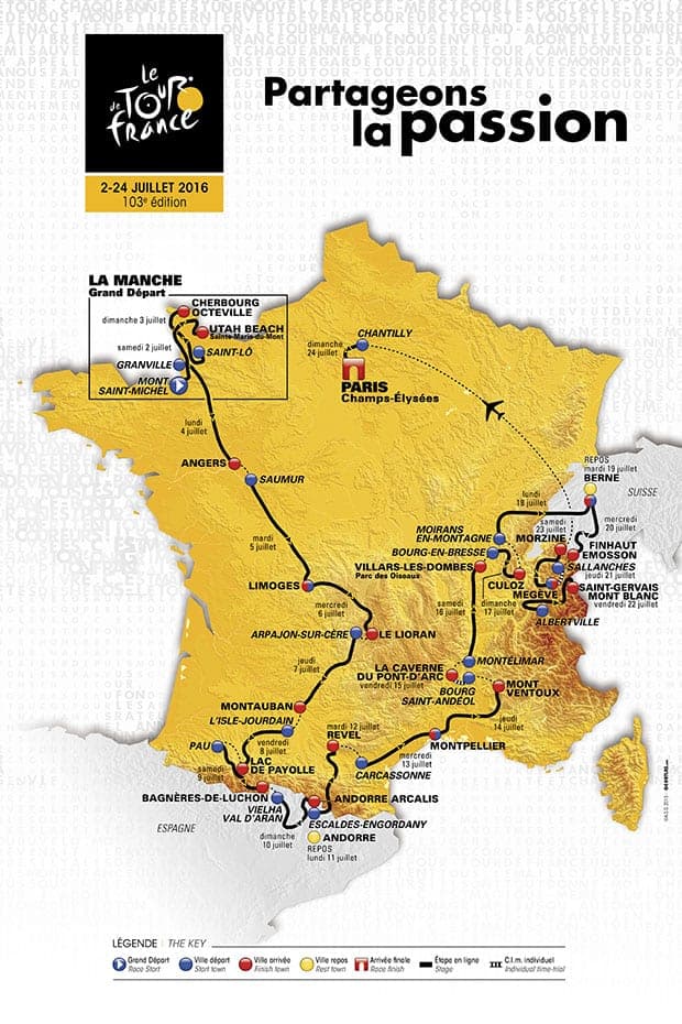 2016 Tour de France route map
