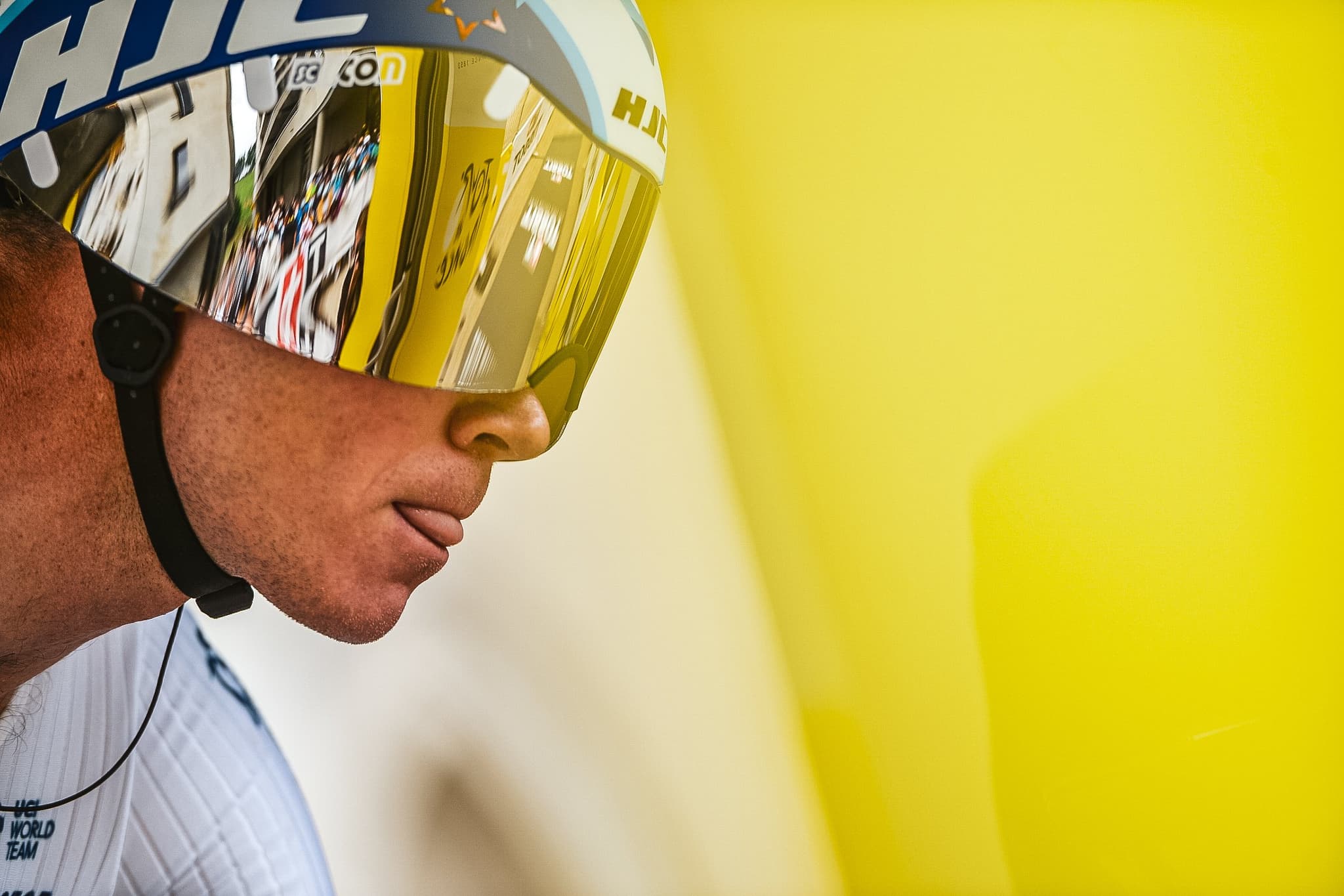 Cyclist in time trial helmet, Tour de France 2021, A.S.O. Charly Lopez