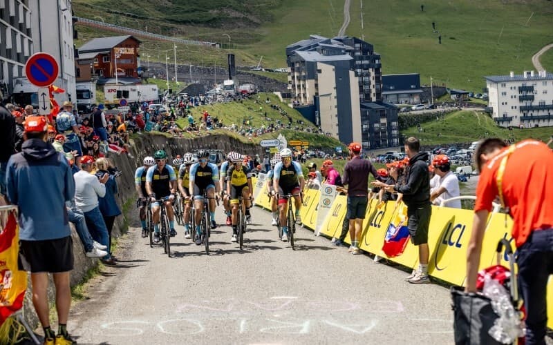 Cyclists climbing at Tour de France 2024