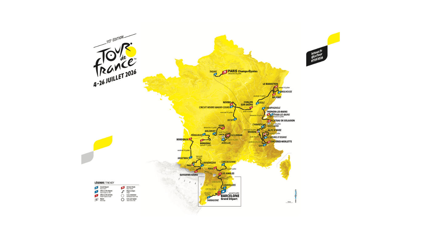 Tour de France 2026 route map, Barcelona to Paris