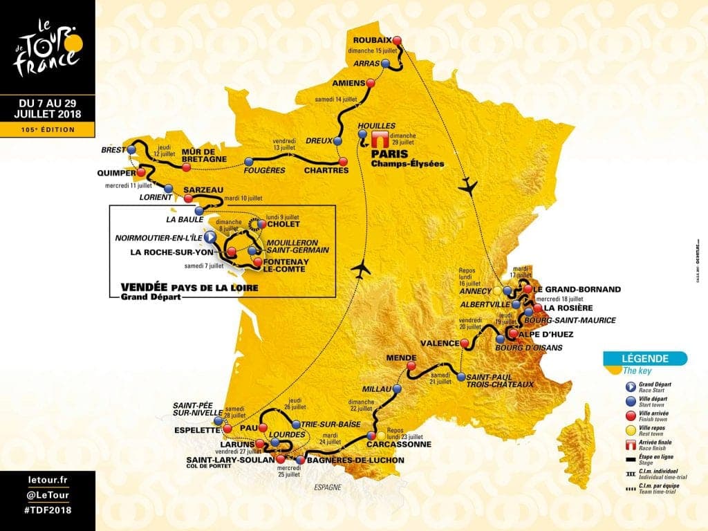 Tour de France 2018 route map