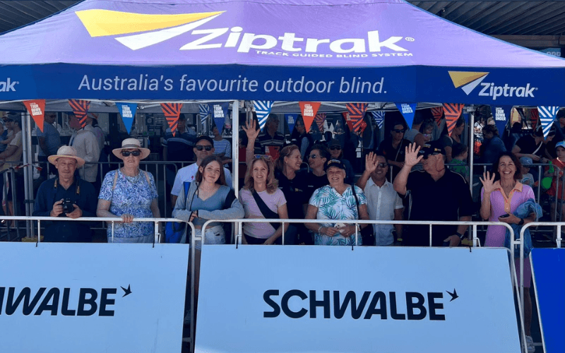 Spectators behind Schwalbe barriers