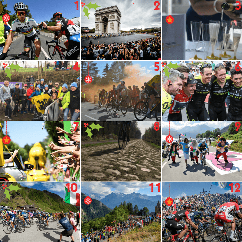 Cycling highlights grid: TdF Champs-Élysées, cobbles, mountain climbs