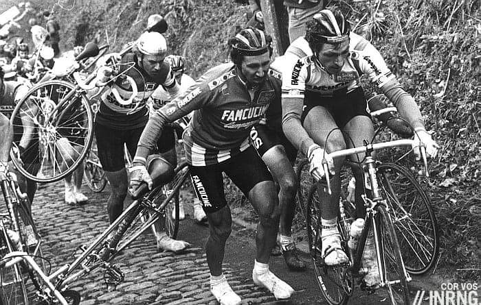 Cyclists on cobbles, Fancucine team, Cor Vos photo