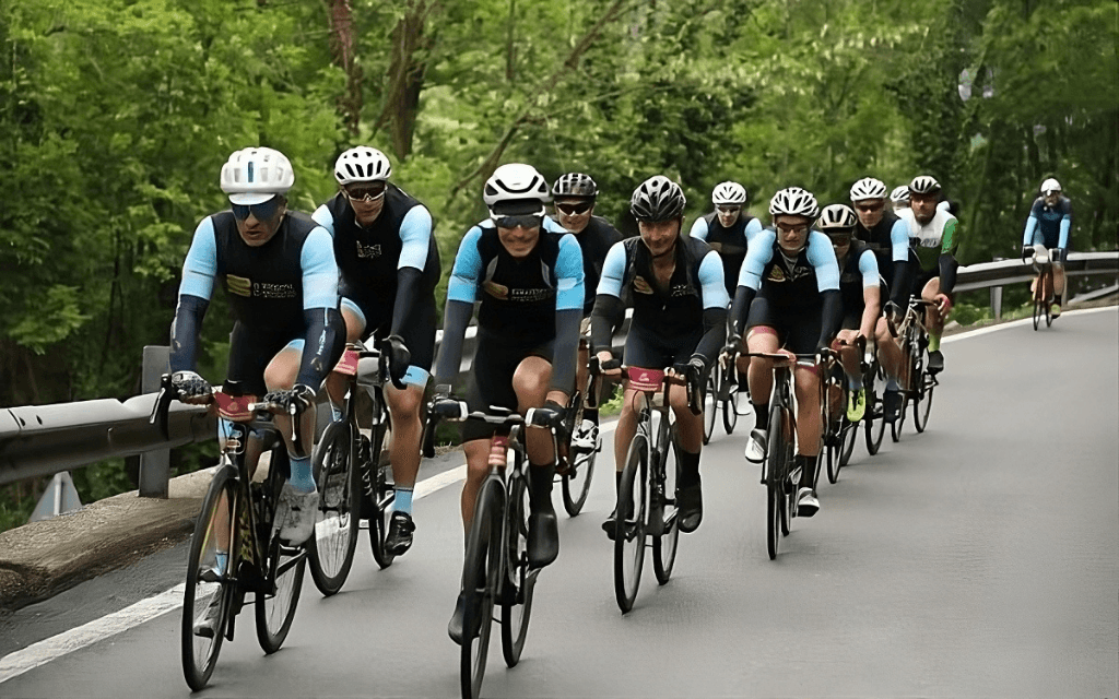 Cyclists on a winding road, Giro d'Italia