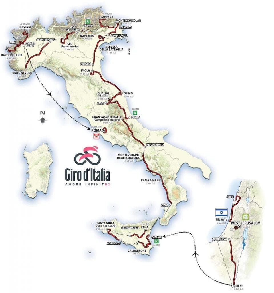 Giro d'Italia 2018 route map