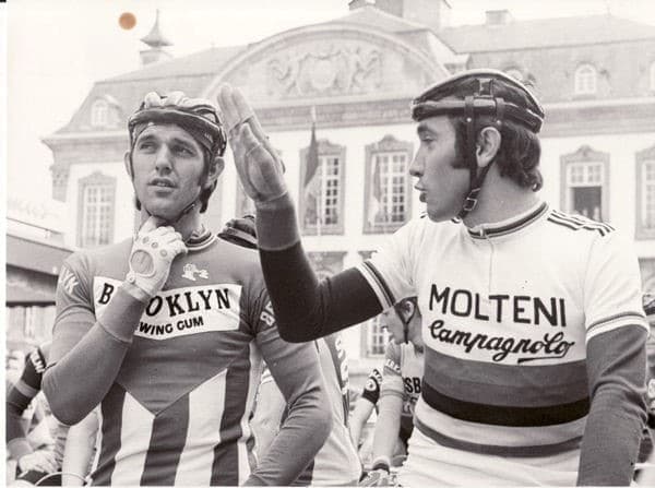 Cyclists in Brooklyn and Molteni kits