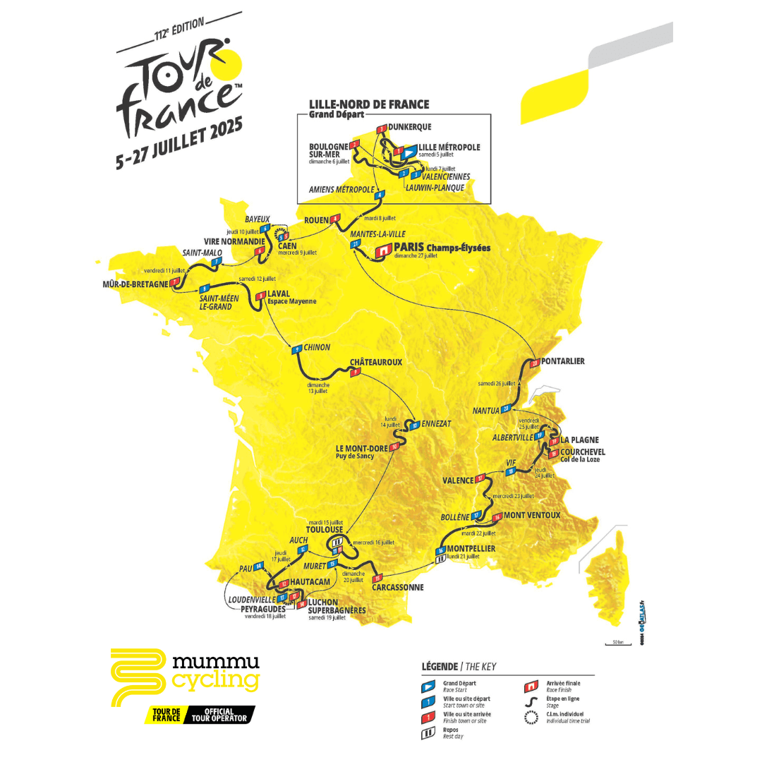 2025 Tour de France official route and map