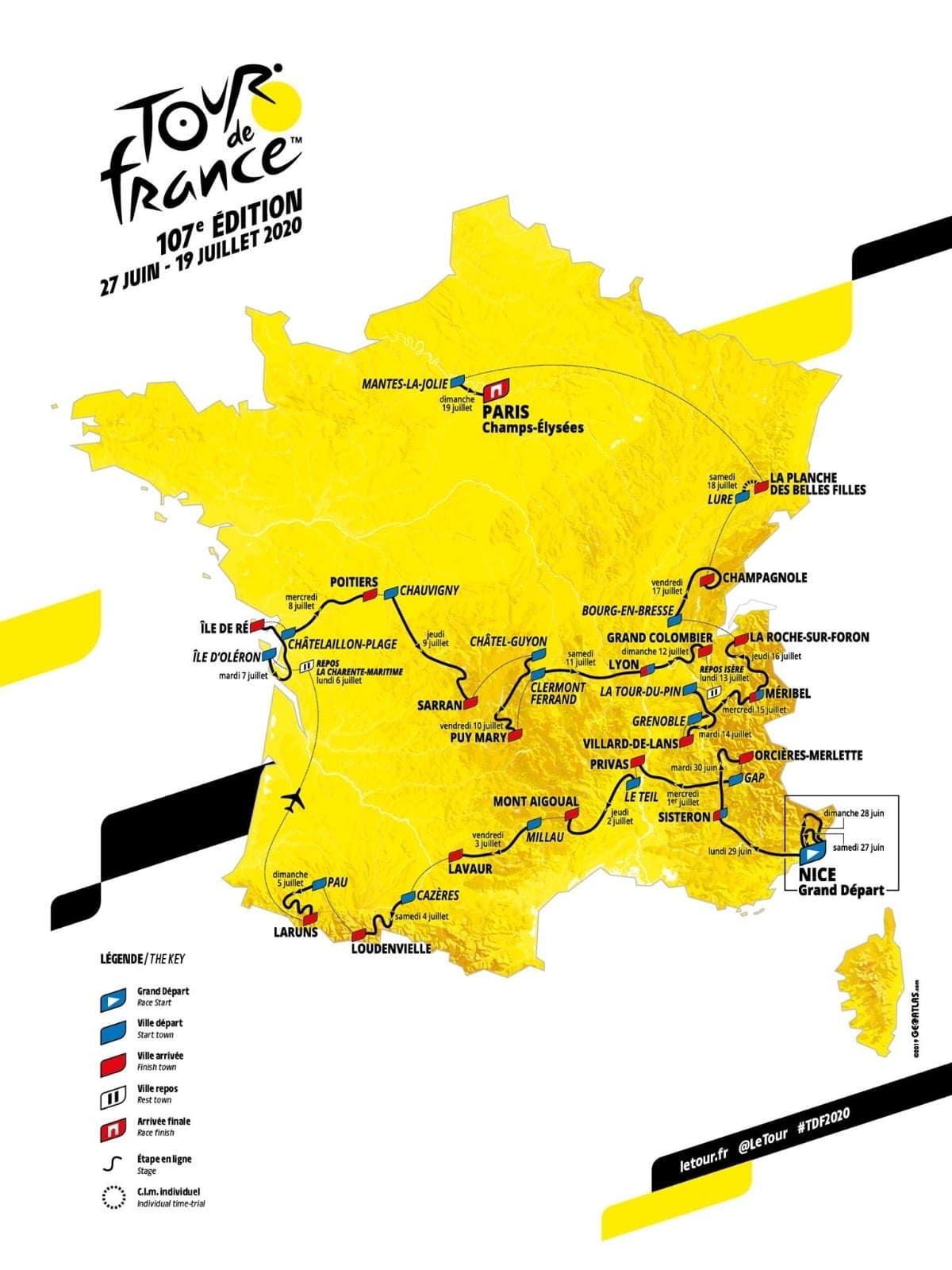 Tour de France 2020 route map